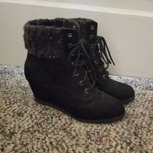 Black wedge sweater booties